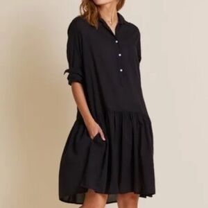 Grayson The Changemaker‎ Black Cotton Shirt Dress Women’s Medium Long Sleeve